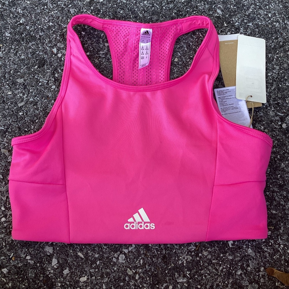 Adidas Designed To Move Sports Bra Women’s Size S Active 3-Stripe Pink